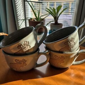 Collection Circle Moose Embossed Studio Crafted Soup/stew Mug Set of 4